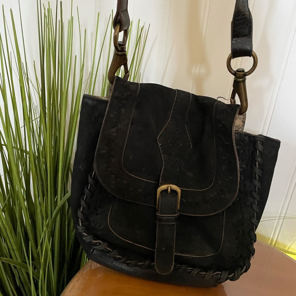 Black suede purse